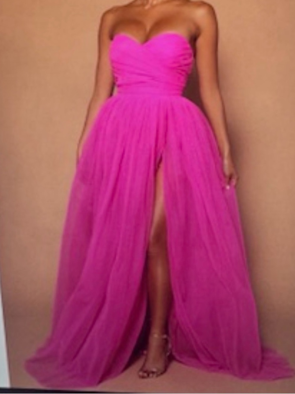 Strapless Sweetheart Fuchsia Tulle Gown
